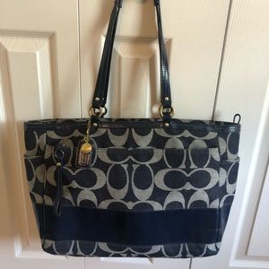 Coach Signature Stamp Denim Large Tote